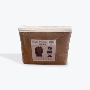 Easy Going Wearable Blanket Adult Camel Color‎ Soft Plush Hooded Cozy